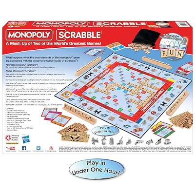 Monopoly Scrabble Game, Play in Under ONE Hour, Score Your Scrabble Word - Move Your Token, By Winning Moves Games USA, Mash-Up of 2 of the World's Greatest Games, 2 to 4 Players Ages 8+ (1250)