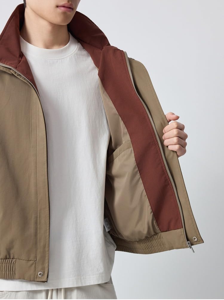Men's American Casual Stand Collar Jacket, Spring Loose Cotton Top Jacket