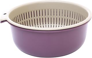 Kitchen Strainer Colander Bowl Set, Double Layer Plastic Fruits Vegetable Washing Basket Drain Bowls for Cleaning Washing Detachable(Small)