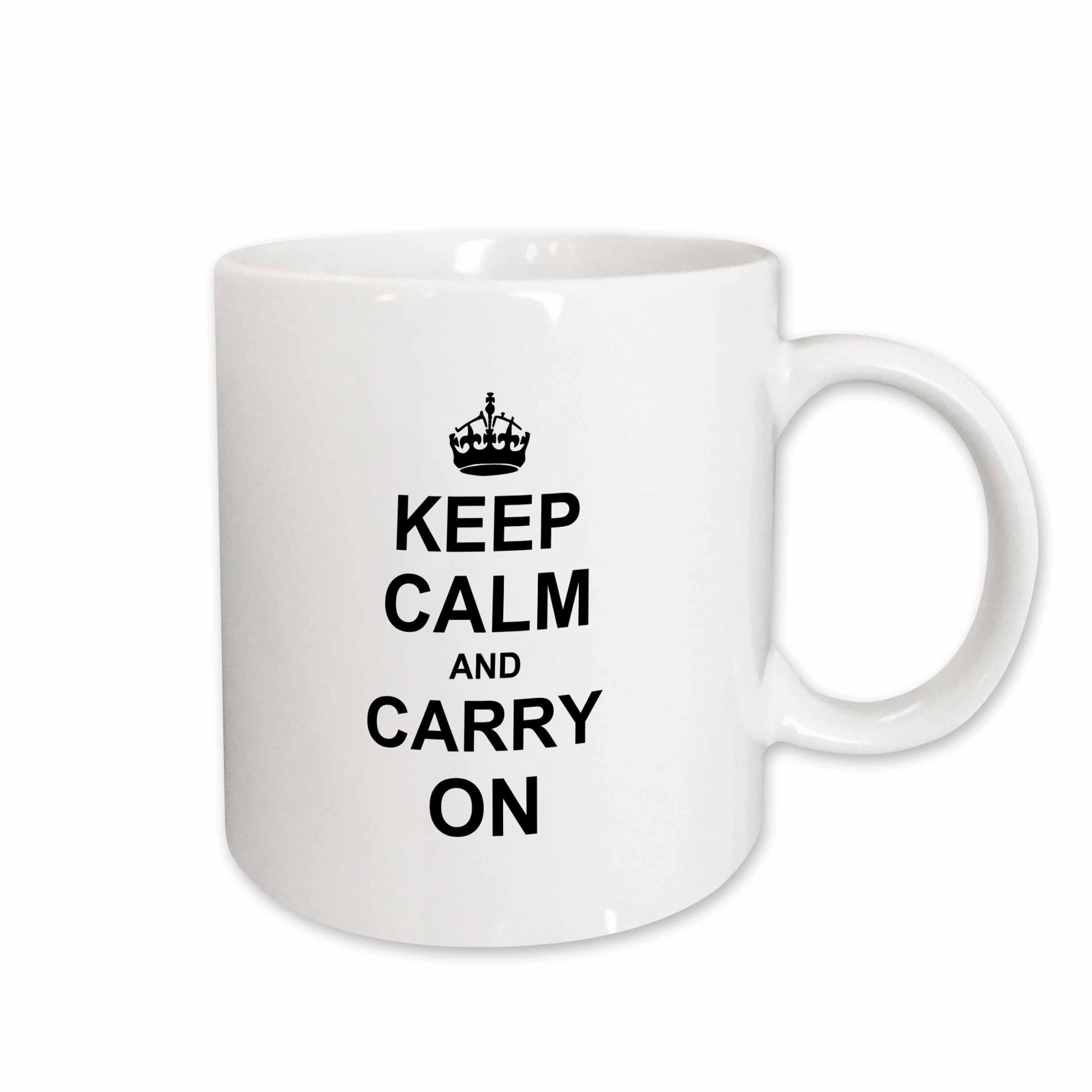 3dRose Keep Calm and Carry On Mug, 15 oz, Black