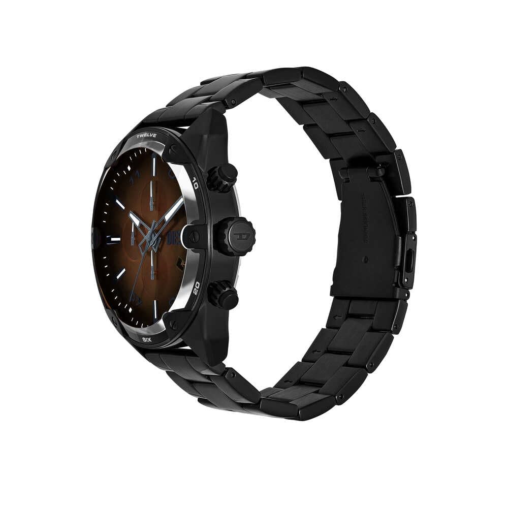 Diesel Spiked Herren 49MM Schwarze Edelstahl Uhr, DZ4691