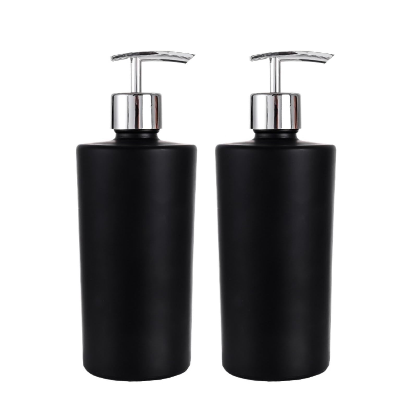Dispensador de jabón (2 Unidades), Gran Capacidad, con Bomba, 450 ml/15,5 oz, Botella de Vidrio para loción y champú de baño (Negro).