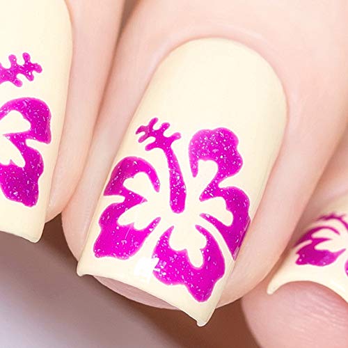 Whats Up Nails - Hibiscus Nail Vinyl Stencils for Nail Art Design (1 Sheet, 20 Stencils)