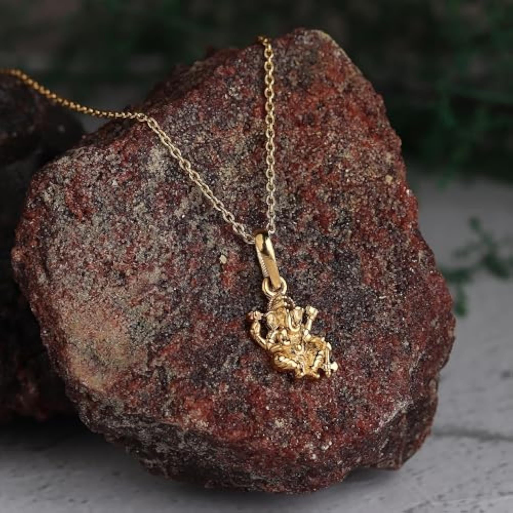 925 Sterling Silver Golden God Ganesh Bappa Pendant, Unisex