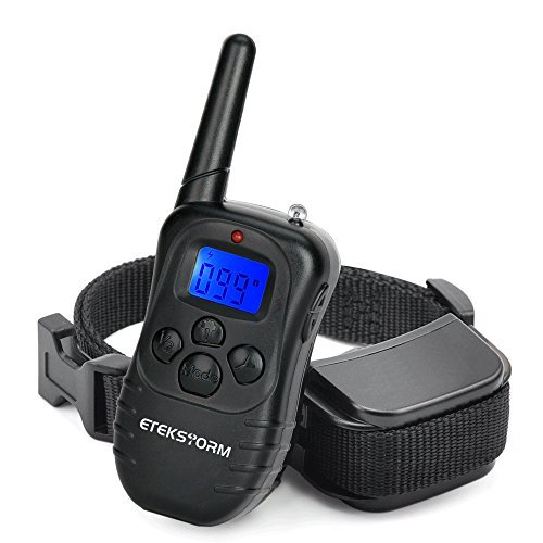EtekStorm 2018 Newest Dog Training Collar Electric Rainproof Dog Shock Collars with Rechargeable Remote Beep/Shock/Vibration for Mini,Small,Medium,Large Dogs (10-120lbs).