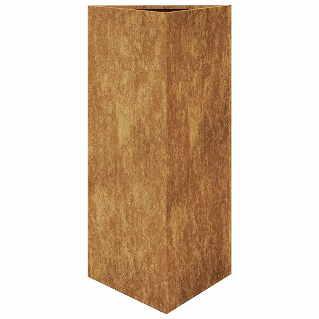 Macetero de 2 piezas, triangular, 40 x 40 x 75 cm, acero resistente a la intemperie, grande, grande, para interior, para terraza, jardín, patio, balcón