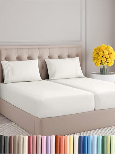 Vista 1233 de Juego de sábanas de 4 piezas tamaño king, extrasuaves, transpirables y refrescantes con esquinas profundas, sábanas de fácil ajuste y sin arrugas