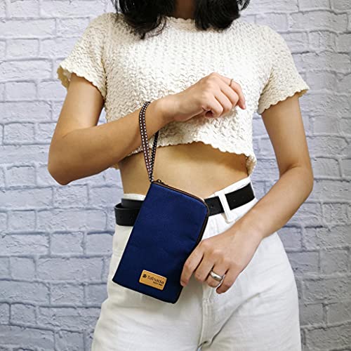 Image of Taianda Women Phone Wristlet Wallet Pouch, Zippered Dual Slots (Navy Blue)