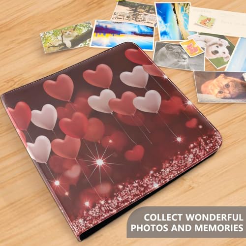 Álbum de Fotos Autoadhesivo DIY Scrapbook Rojo con Corazones y Globos Día de San Valentín Encuadernador de 3 Aros Libro de Fotos 40 Página 8x10 para Memorias miniatura 5