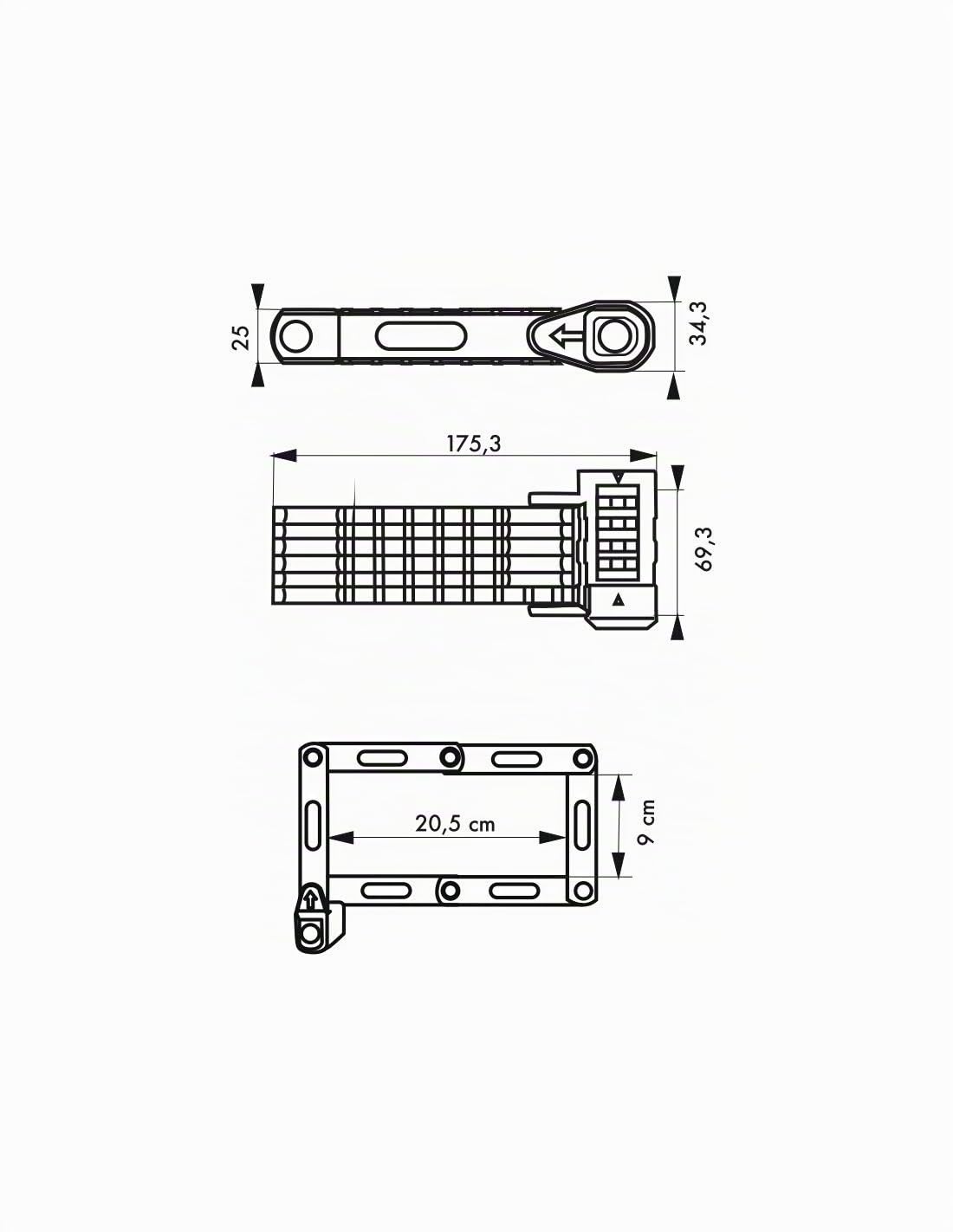 THIRARD - Antivol Zebra Pliant - Sécurité Niveau 8 - Support de Fixation Inclus - Verrouillage par Combinaison Modifiable 4 Virolles - Dim. Dépliées 205 x 90 mm - Fermées 176 x 70 mm - Noir