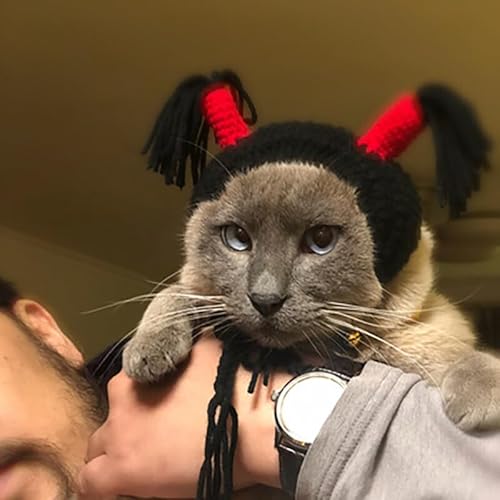 Boné de fantasia festiva para gatos com trança novidade felino ajustável para fotografia acessório d