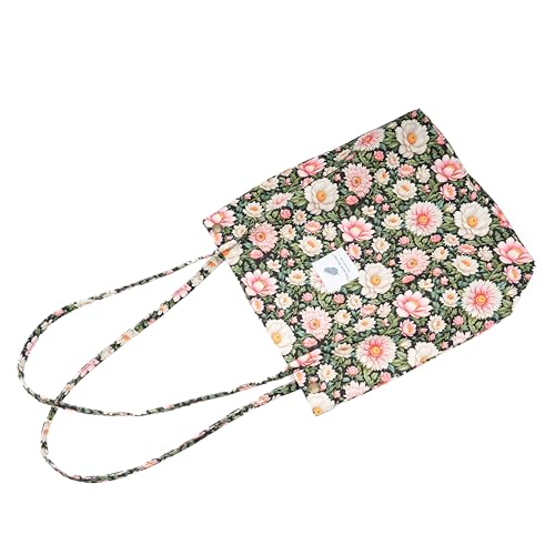 Image of TOPASION Cute Corduroy Tote Bag Canvas Shoulder Handbags for Women Travel Shopping
