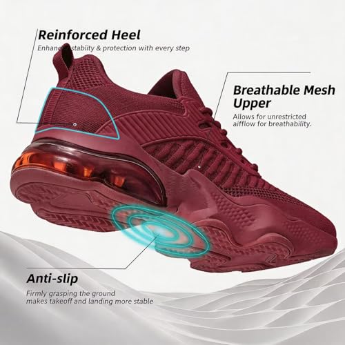 Image of Womens Slip On Walking Shoes Air Running Casual Fashion Tennis Sneakers Comfortable Non Slip Work Athletic Trainers