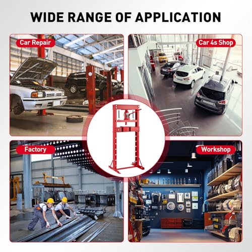 Garvee 20T Hydraulic Press, Hydraulic Shop Press, H-Frame Benchtop Hydraulic Press with 2 Press Plates, Garage Floor Shop Press, Adjustable Work Table Height, Heavy Duty Press, Red