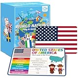 Countries of The World Flashcards Country Flag Continent Capital Language Learning Flash Cards Laminated Geography Culture Educational Cards Game Gift for Adults Family Classroom Teachers Students