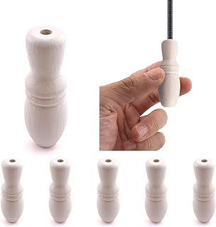 Amazing Drapery Hardware 6 White Wood Cord Tassels in Hourglass Shape for Wood Blind and Roman Shade Pull Cords - Rustic Window Treatment Accessories