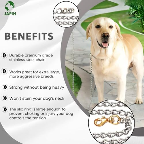 Image of JAPINHeavy Weight Dog Leash Diamond Cut Heavy Duty Dog Chain with Brass Hook for Large Dogs (XXX Large-Size) (L: 63 Inches Thickness: 3 Cm) 4 No.