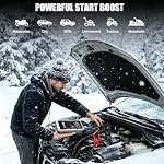 12000mAh Pack d'alimentation de démarrage de saut de voiture, 12V Booster portable de batterie d'urgence jusqu'à 10L Gaz / 6L Moteurs Diesel, Câbles de Jumper Smart, LCD Affichage, LED Lampe de poche, USB Charger EVA étui