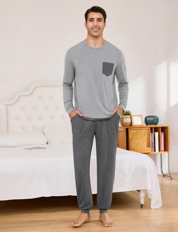 Marvmys Mens Pajama Set Long Sleeve Pajamas Soft Pjs Sleepwear Loungwear Comfy Sleep Sets with Pockets S-3XL - Image 7
