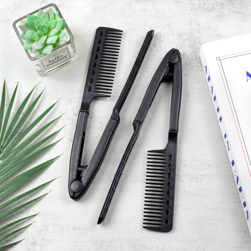 Peine alisador de cabello, 2 piezas, negro miniatura 7