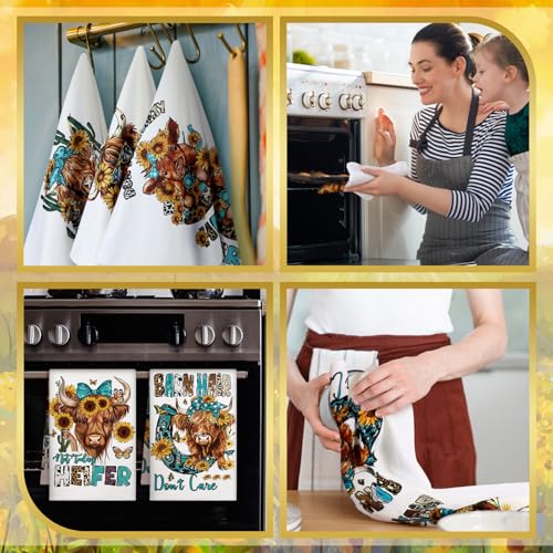TecUnite-6-Pcs-Highland-Cow-Kitchen-Towels-Set-Funny-Tea-Towels-Cute-Dish-Towels-Western-Highland-Cow-Decorative-Hand-Towel-for-Cleaning-Drying-Wiping-Tasks-Women-Mom-Housewarming-Gifts-Decor