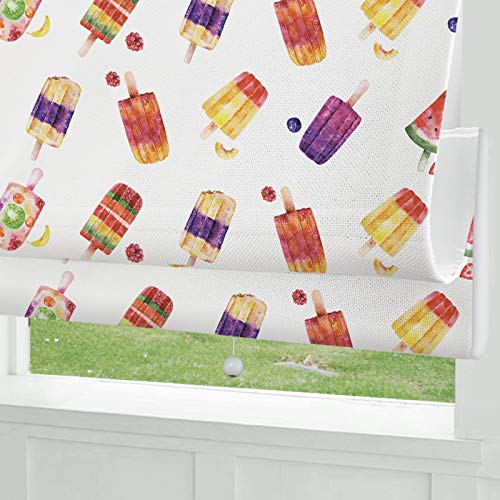 Cordless Roman Shades Window Shades, Ice Cream Light Filtering Custom Window Roman Blinds, 10% Linen Fabric Roman Shades For Windows, French Doors, Doors, Kitchen Windows, Kid's Room #TOP6