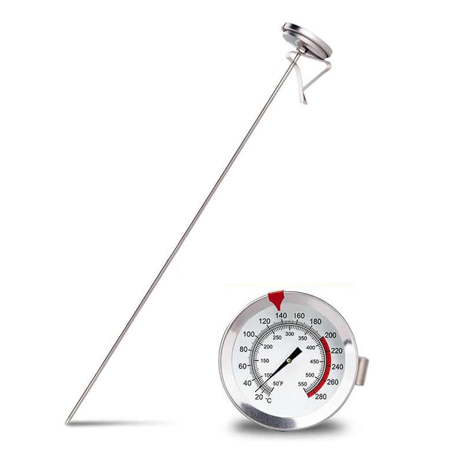 Indicatore Meccanico Della Temperatura Dell'olio, Termometro Per Frittura a Gambo Lungo Da 19,6" Con Clip Per Pentola, Lettura Istantanea, Quadrante Da 2,08" Per Carne, Intervallo 50-554 ℉, Per Frittu