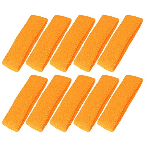 Mallofusa ? 10 Pcs Cotton Sports Basketball Headband/Sweatband Head Sweat Band/Brace Gift Party Outdoor Activities (Orange) #TOP8