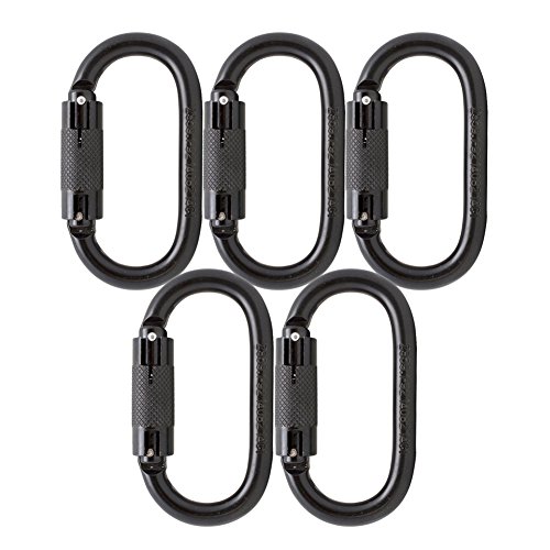Fusion Climb Ovatti Steel Auto Lock Oval-Shaped Carabineer Black (Fp-9108-Blk-5P) #TOP16