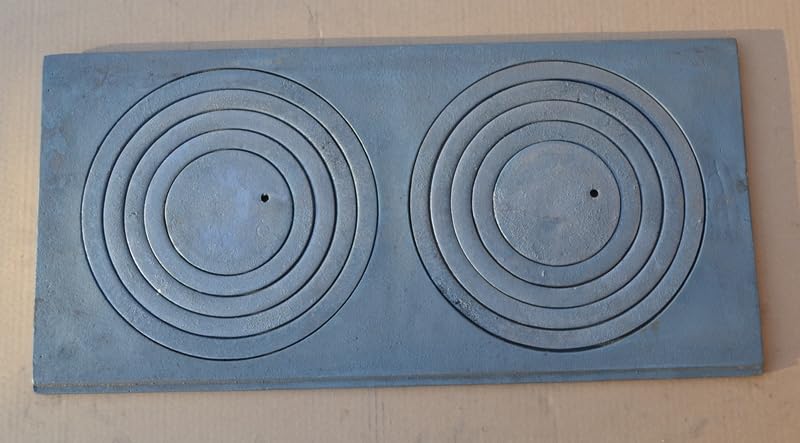 SEZAM Gussplatte zum ofen mit 2-Loch 68x32cm Kohleplatte Kaminplatte Grauguss Gusseisen