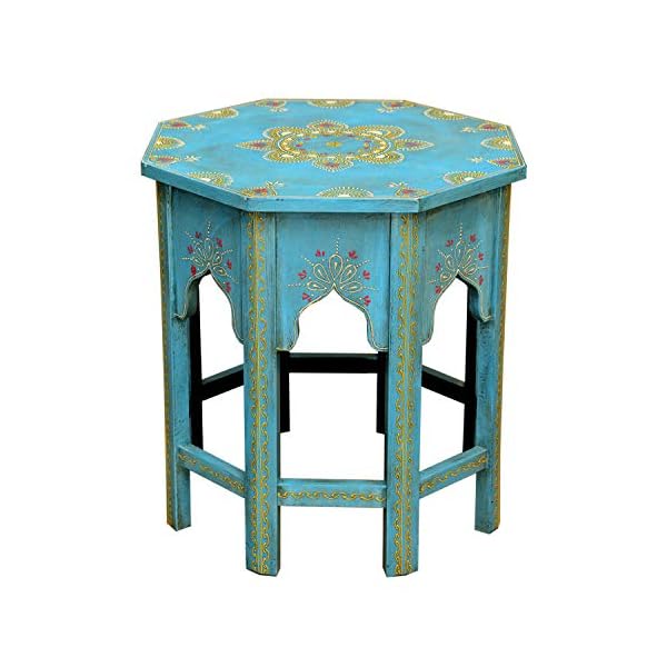 Casa Moro Oriental Coffee Table Moroccan Side Table Saada Blue L Height 45 Diameter 38 cm Hand-Painted Handmade Flower Stool Vintage Table MA32-47-C-L - Image 4