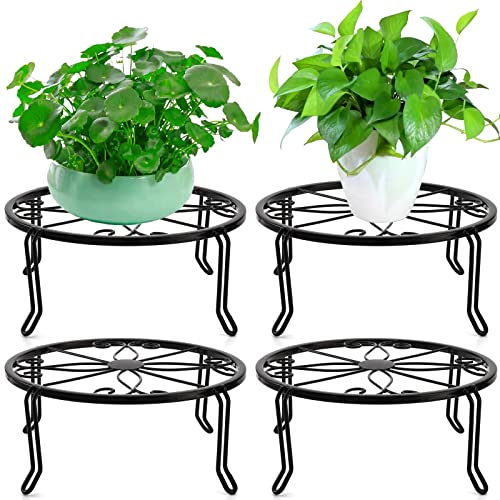 Tosnail 5 Pack Metal Plant Stands for Indoor and Outdoor Planters Flower Pots Holder Beverage Dispenser Stand Pumpkin Short Stand for Floor and Tabletop Decoration - Image 4