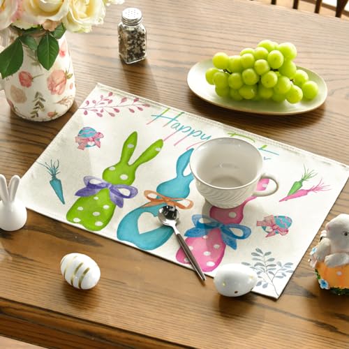 Artoid Mode PLACEMAT-EASTER-4PC-3045-014GRBUPK Green Blue Pink Rabbit Bunny Happy Easter Placemats Set Of 4 thumb #2