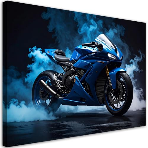 Affiche moto sportive bleue BOSKMS décoration murale salon garage 40x60