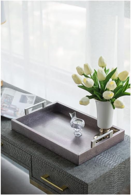 HomeStock Snake Print Nesting Trays - Set of 3 - Gray & Silver - Decorative Serving & Accent Trays