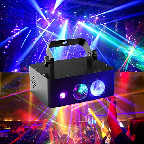 Wzybuta Dj Party Lights - 3 In 1 Dj Disco Stage Lights Aurora Water Pattern Starry Sky Effect Rgb Sound Activated & Disco Strobe Lighting For Indoor Xmas Decor Birthday Gift Dance Christmas Rave Show #TOP2