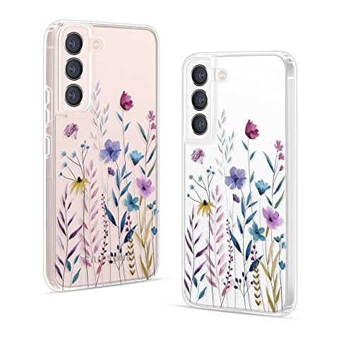 Gronda Clear Phone Case for Samsung Galaxy S22 Case, Slim Soft Drop Protection Cute Cover Shockproof Protective Anti Yellow Case Compatible with Samsung Galaxy S22 5G 6.1 Inch Fresh Flower Cover