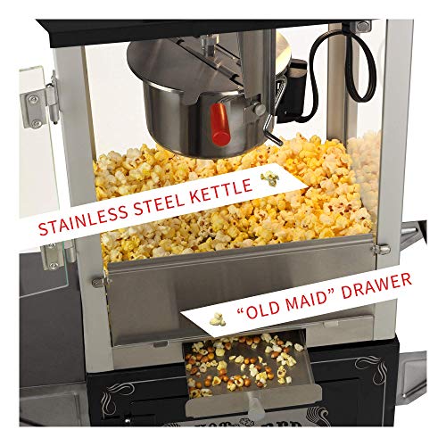 Image of Funtime FT860CB Antique Carnival-Style 8-Ounce Hot-Oil Popcorn Popper with Cart, Black
