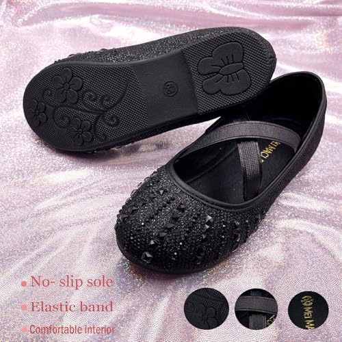 Girls Mary Jane Dress Shoes Rhinestone Dress Shoes Slip On Girl Ballet Flats for Wedding Party, Christmas（Little Kid/Big Kid）4