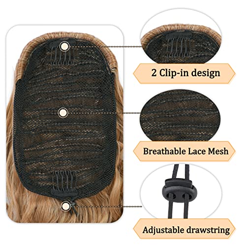 Earfodo Drawstring Ponytail Extension For Women Long Body Wave Ponytail Hair Extension Synthetic Heat Resistant Wrap Around Curly Ponytail Natural Hairpieces For Women 24”（27#:Blonde Mix Brown） #TOP3