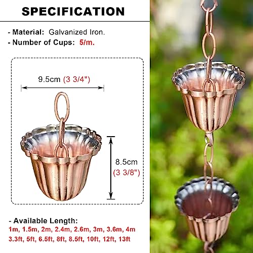 Decorative Rain Chain for Garden Drainage, Metal Rain Guide for Pergolas, Functional Wind Chime & Rain Catcher, 8.5ft Length - Stylish Outdoor Water Feature - Image 3