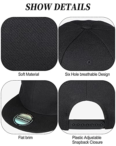 Image of 15 Pack Snapback Hats for Men Hip Hop Style Solid Baseball Hats Adjustable Snapback Cap Flat Brim Baseball Caps