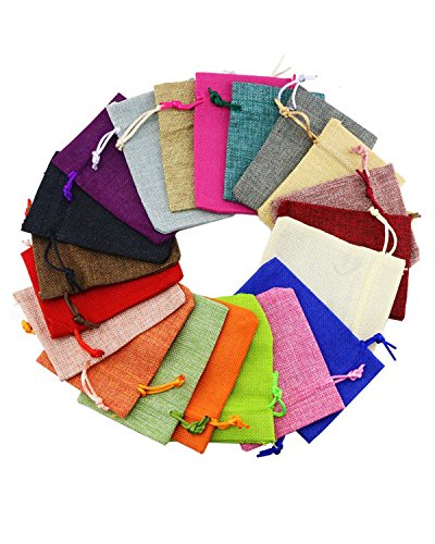 Fyess 20 PCS Christmas party Bags Burlap Bags with Drawstring Gift Bags for Wedding Party,Arts & Crafts Projects, Presents, Snacks & Jewelry,Christmas Natural Muslin Drawstring Bags 100% Cotton Wove