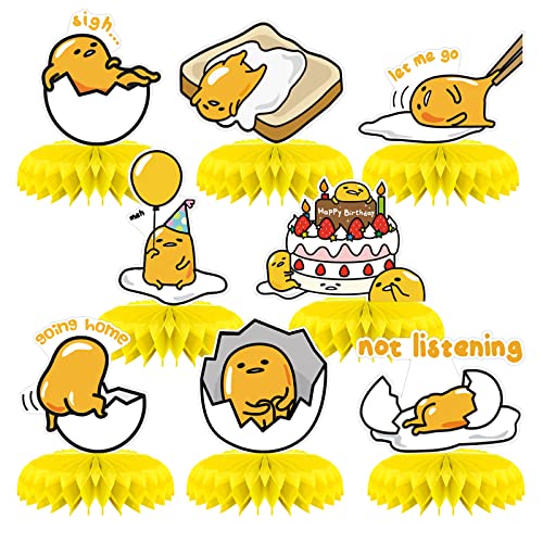8 Pcs Lazy Egg Birthday Party Decoration Egg Theme Honeycomb Centerpieces 3D Double Sided Table Decorations Photo Booth Props for kids Birthday Party Supplies