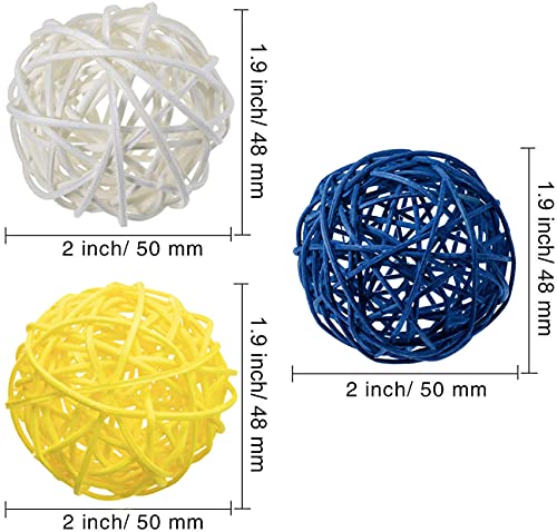 Since 15Pcs Decorative Balls For Bowl Centerpiece, White Navy Blue Yellow Wicker Rattan Balls Wicker Balls Decorative Twig Orbs Spheres Bowl Vase Fillers Class Of 2021 Graduation Party Home Decor #TOP1