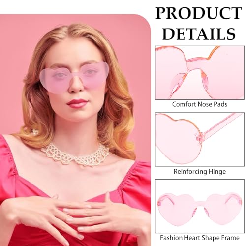Uintoon Heart Sunglasses 2 Pairs Green & Pink Heart Glasses for Women Girls Cute Heart Shaped Sunglasses Funny Party Glasses Bachelorette Party Favors Accessories for Women Birthday Decorations Gifts