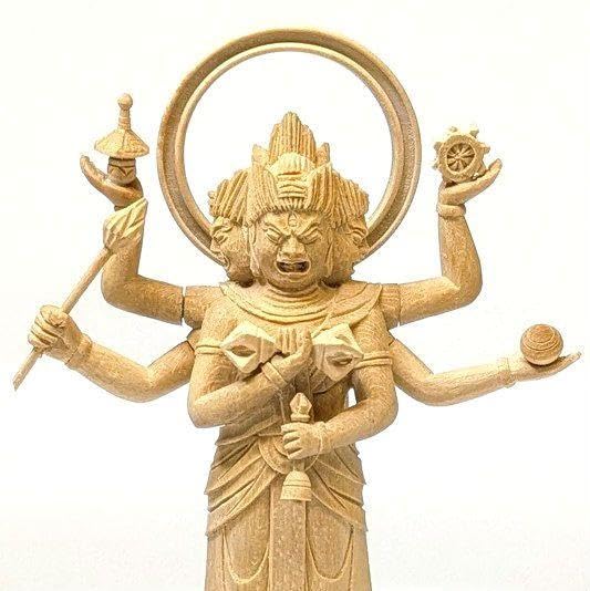 【セール・新品】三宝荒神　柘植　総高さ約17㎝　竈　三面六臂　台所の神 Amazon.co.jp: 三宝荒神 柘植 総高さ約10.5㎝ 仏像 竈 : おもちゃ