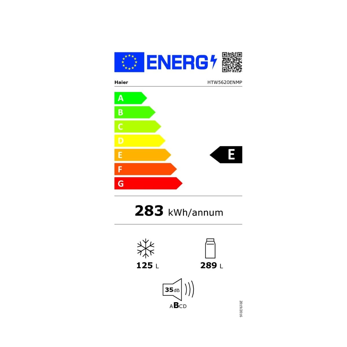 Haier 3d 60 Serie 5 Htw5620enmp Independiente 414 L E Negro frigorífico