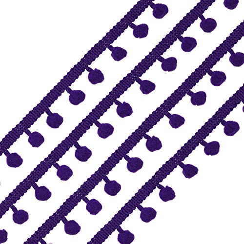 10 Yards 8/9" Wide（Deep Purple）Pom Pom Small Round Ball Fringe Trim Diy Craft Sewing Accessory For Home Curtain Clothes Pillow Decoration(Deep Purple -10Yards) #TOP18