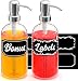 Premium - Liquid Soap Dispenser - Set of 2 - Dish Soap Dispenser - Hand Soap Dispenser - 16 oz - Lotion Dispenser - Clear Glass Bottle with Stainless Steel Pump - Kitchen Bathroom Glass Soap Dispenser